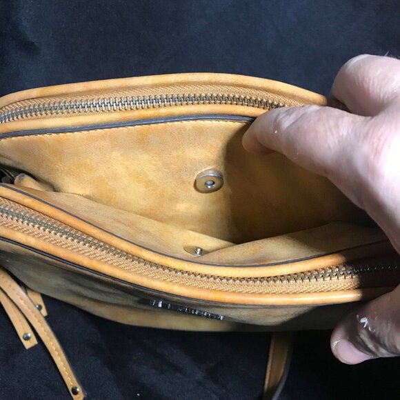 PinkStix Faux Leather Tan Crossbody Bag Purse Chettah Print Lining - Picture 11 of 13